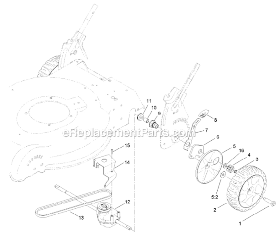 Transmission_Rear_Wheel_And_Height-Of-Cut_Assembly Diagram and Parts List for 10634  Lawn Boy Lawn Mower